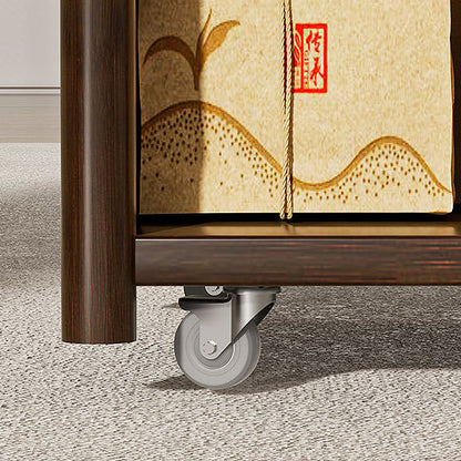 Traditional Chinese Rectangular Nan Bamboo Medium-Density Fiberboard Side Table 1-Drawer 1-Storage For Living Room