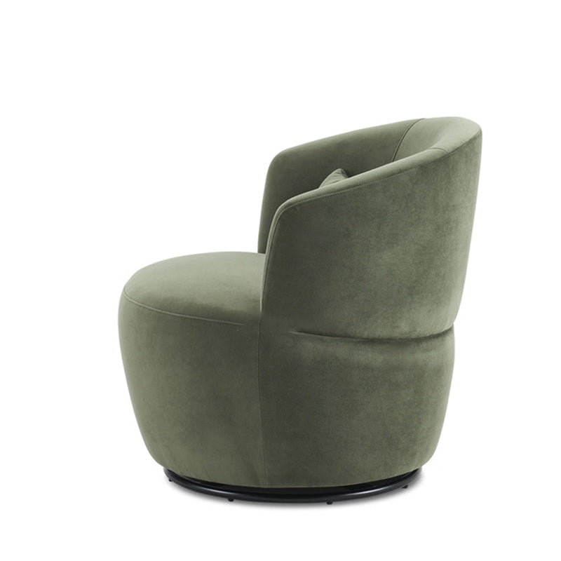 Modern Minimalist Round Cushion Sherpa Fabric Solid Wood Sponge Accent Chair Backrest Armrest For Living Room