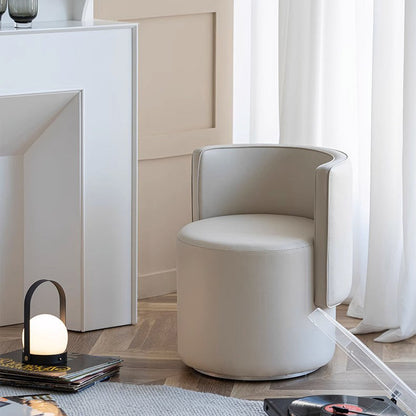 Modern Minimalist Swivel Cylindrical Microfiber Leather Aluminum Alloy Wood Vanity Stool Backrest Armless For Bedroom