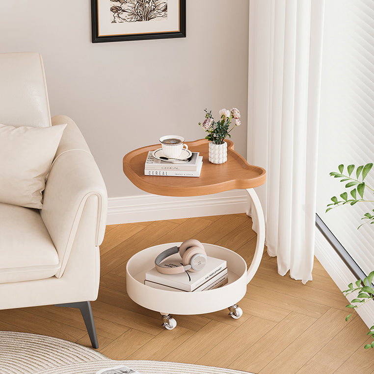 Contemporary Creative Medium-Density Fiberboard Iron Bear-Shaped Movable Side Table 2-Tier For Living Room