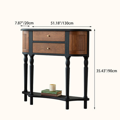 Traditional Vintage Rectangular Medium Density Fiberboard Solid Wood End Table 4-Leg 4-Cabinet For Living Room