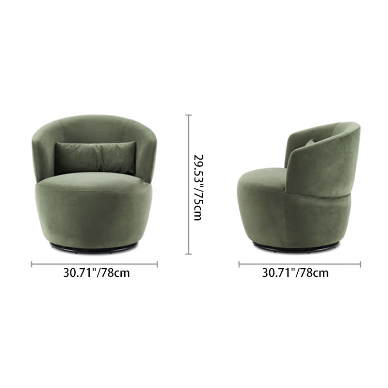 Modern Minimalist Round Cushion Sherpa Fabric Solid Wood Sponge Accent Chair Backrest Armrest For Living Room