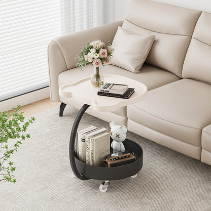 Contemporary Creative Medium-Density Fiberboard Iron Bear-Shaped Movable Side Table 2-Tier For Living Room