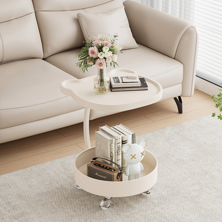 Contemporary Creative Medium-Density Fiberboard Iron Bear-Shaped Movable Side Table 2-Tier For Living Room