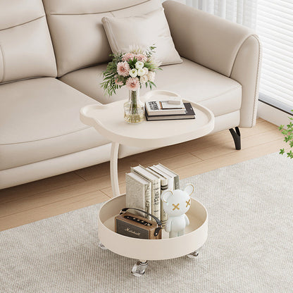 Contemporary Creative Medium-Density Fiberboard Iron Bear-Shaped Movable Side Table 2-Tier For Living Room
