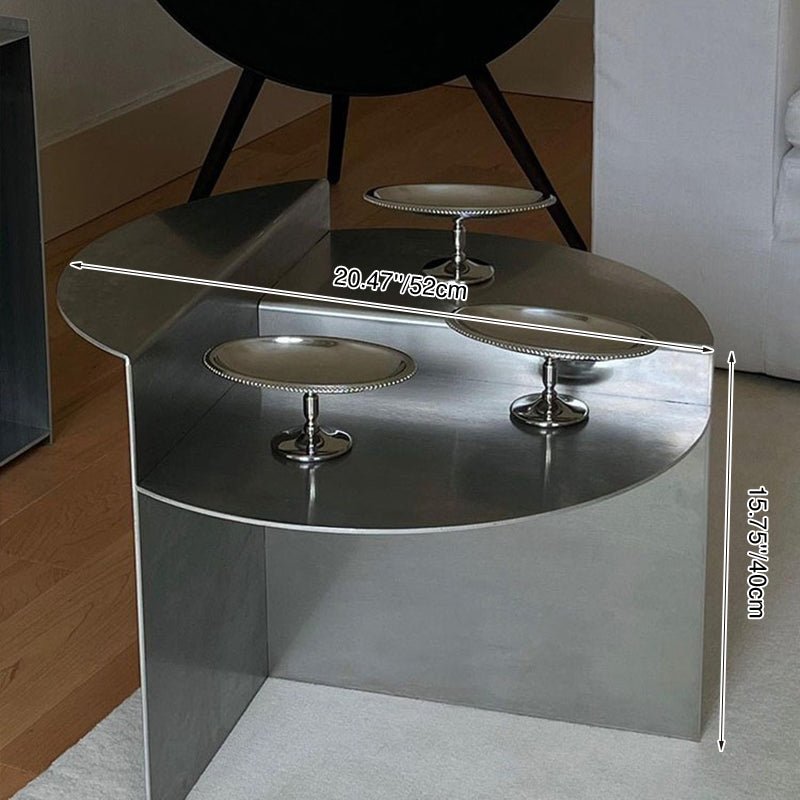Modern Luxury Round Stainless Steel Coffee Table 3-Tier For Living Room