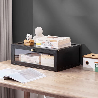 Modern Minimalist Rectangular Acrylic Bamboo Composite Board Bookshelves 1-Cabinet For Living Room