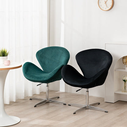 Contemporary Scandinavian Faux Velvet Aluminum Alloy High Density Sponge Vanity Stool Height-Adjustable Swivel Backrest For Bedroom