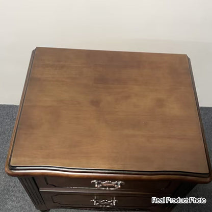 Traditional Vintage Rectangular Solid Wood MDF Nightstand 2-Drawer For Bedroom