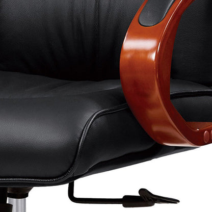 Modern Minimalist Curved PU Leather Sponge Solid Wood Nylon Desk Chair Backrest Armrest For Home Office