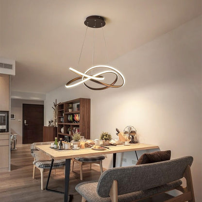 Nordic Art Curve Ring Aluminum Acrylic LED Chandelier