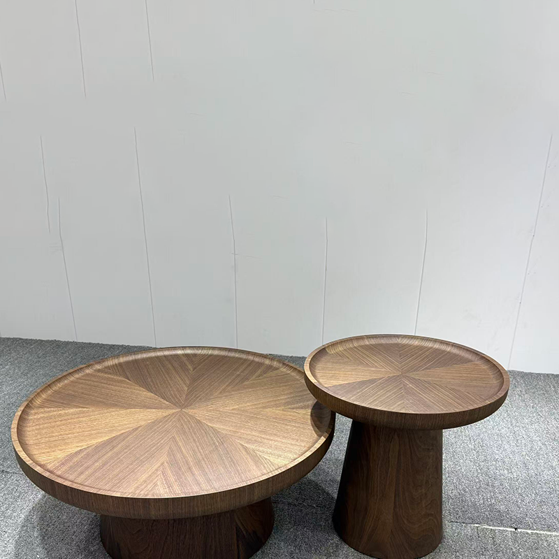 Modern Minimalist MDF Round Coffee Table Set With Raised Edges For Living Room