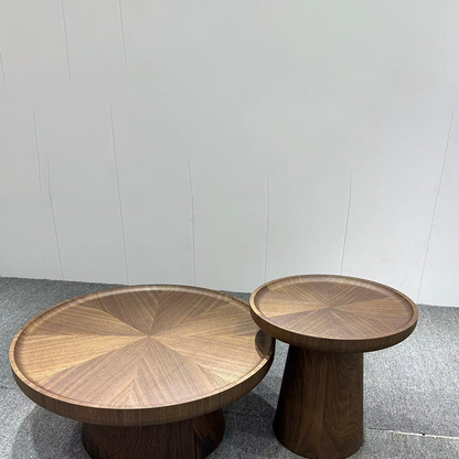 Modern Minimalist MDF Round Coffee Table Set With Raised Edges For Living Room