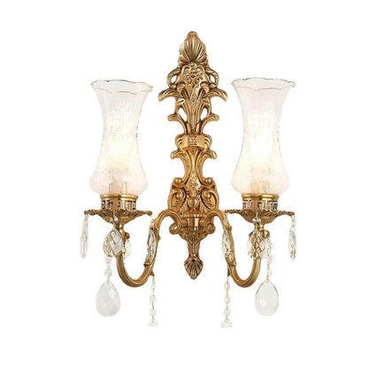 Traditional French Crystal Candelabra Brass 1/2 Light Wall Sconce Lamp