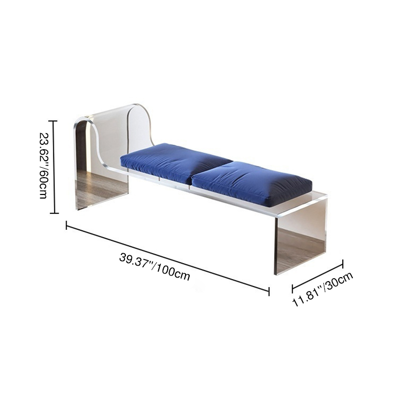 Modern Minimalist Rectangular Acrylic Fabric Sponge Footstool Armrest For Living Room
