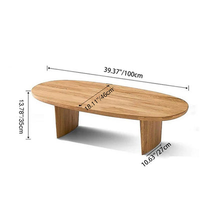 Traditional Japanese Ellipse Pine Wood Coffee Table For Living Room