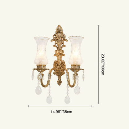 Traditional French Crystal Candelabra Brass 1/2 Light Wall Sconce Lamp