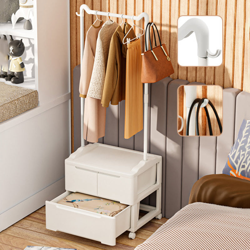 Modern Minimalist Cat Ear Shape Rectangular PP Carbon Steel Movable Storage Cabinet 3-Cabinet For Bedroom