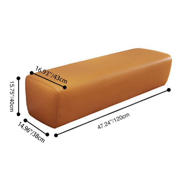 Modern Minimalist Solid Wood Faux Leather Rectangular Bench Backless For Entryway