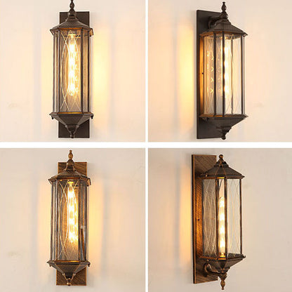 Traditional Vintage Transparent Cage Waterproof  1-Light Wall Sconce Lamp For Outdoor