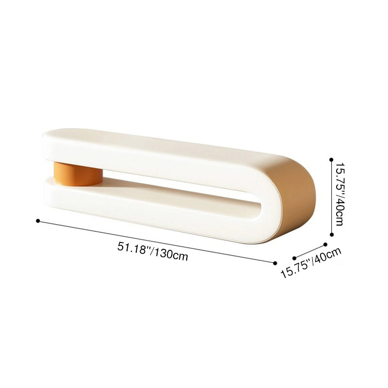 Modern Minimalist Curved Nappa Leather Solid Wood Plywood Sponge Bench For Living Room