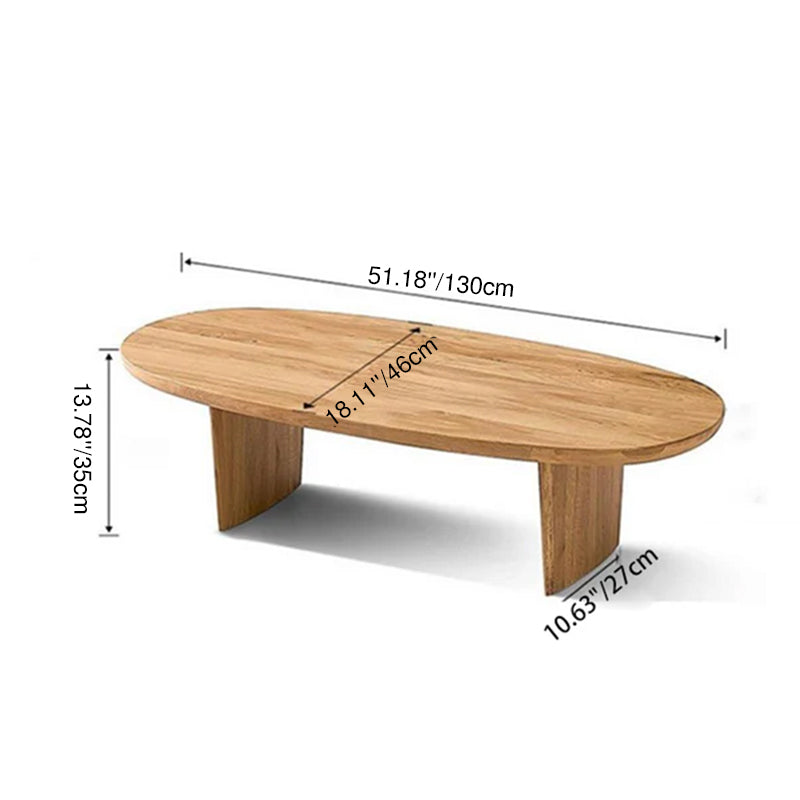 Traditional Japanese Ellipse Pine Wood Coffee Table For Living Room
