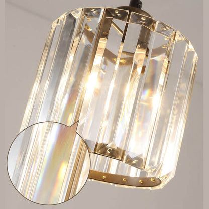Modern Luxury Cylindrical Jar Iron Crystal 3-Light Chandelier For  Dining Room