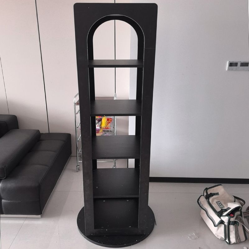 Traditional Vintage Rectangular Pine Wood Carbon Steel Rotatable Multifunctional Bookshelf 5-Tier For Living Room