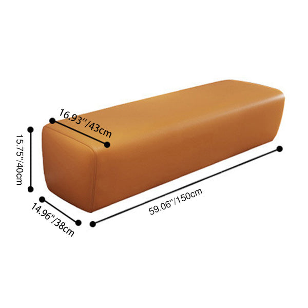 Modern Minimalist Solid Wood Faux Leather Rectangular Bench Backless For Entryway