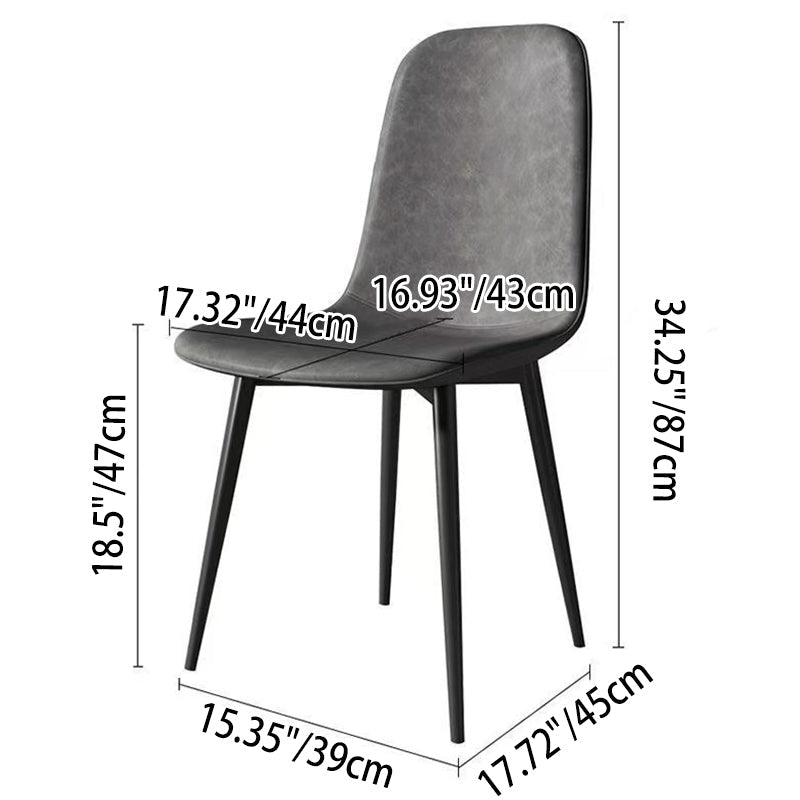 Contemporary Luxury Curved Faux Leather Iron Carbon Steel Dining Chair For Living Room