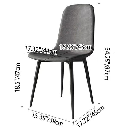 Contemporary Luxury Curved Faux Leather Iron Carbon Steel Dining Chair For Living Room