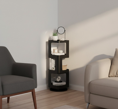 Contemporary Creative Square Iron Rotatable Bookshelf 4/5/6-Tier For Living Room
