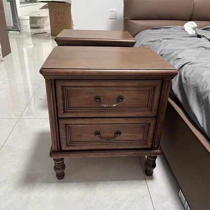 Modern Minimalist Rectangular Solid Wood Nightstand 2-Drawer For Bedroom