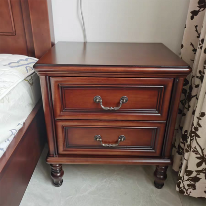 Modern Minimalist Rectangular Solid Wood Nightstand 2-Drawer For Bedroom