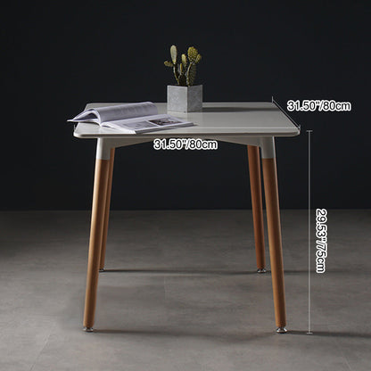Modern Minimalist Square MDF Beech Wood Dining Table For 4 Seats - For Small Space