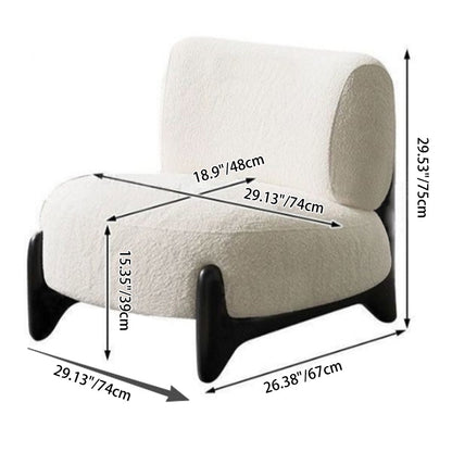 Contemporary Nordic Sherpa Fabric Solid Wood Rectangular Accent Chair Backrest Armless For Living Room
