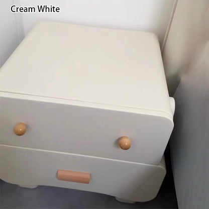 Contemporary Creative Rectangular Multi-Layer Solid Wood Cat Claw Leather Nightstand 2-Drawer For Bedroom