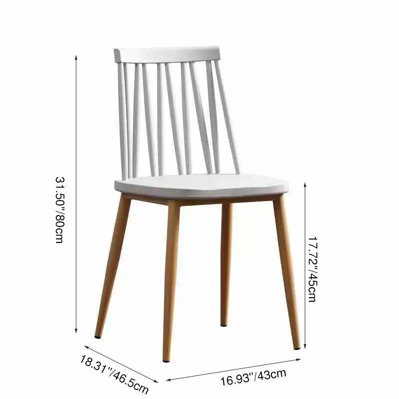 Modern Minimalist Square Rectangular Plastic Iron Dining Chair Backrest Armless For Dining Room & Kitchen