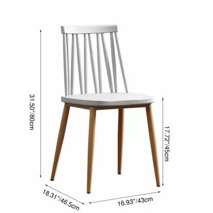 Modern Minimalist Square Rectangular Plastic Iron Dining Chair Backrest Armless For Dining Room & Kitchen