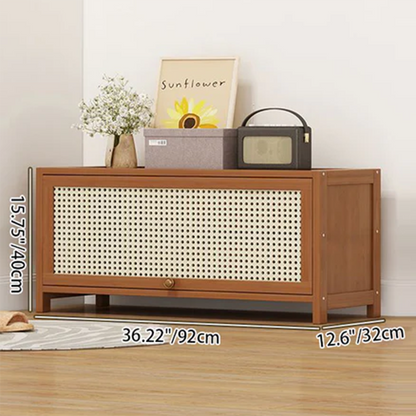 Modern Minimalist Rectangular Bamboo Plastic Rattan Weaving Shoe Storage 3/5-Tier For Entryway