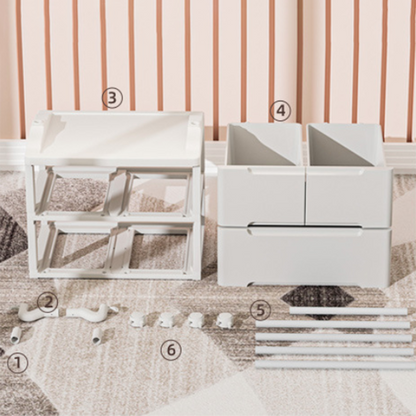Modern Minimalist Cat Ear Shape Rectangular PP Carbon Steel Movable Storage Cabinet 3-Cabinet For Bedroom