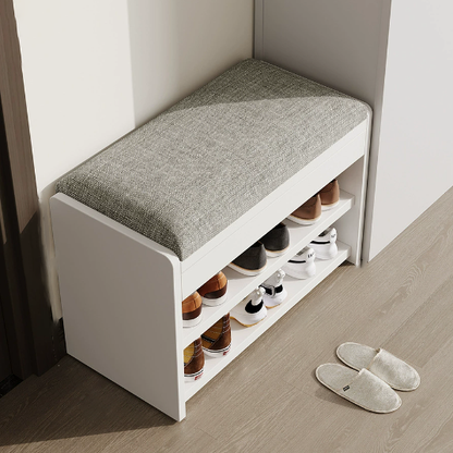 Traditional Vintage Solid Wood Linen Flip-Top Rectangular Shoe Storage With 2/3-Tiers For Entryway & Living Room