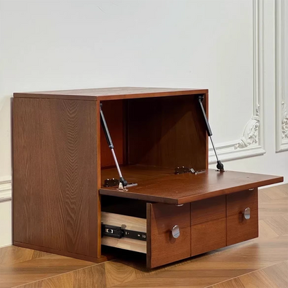 Contemporary Retro Solid Wood & Plywood Rectangular Storage Cabinet With 1 Drawer & 1 Cabinet For Living Room