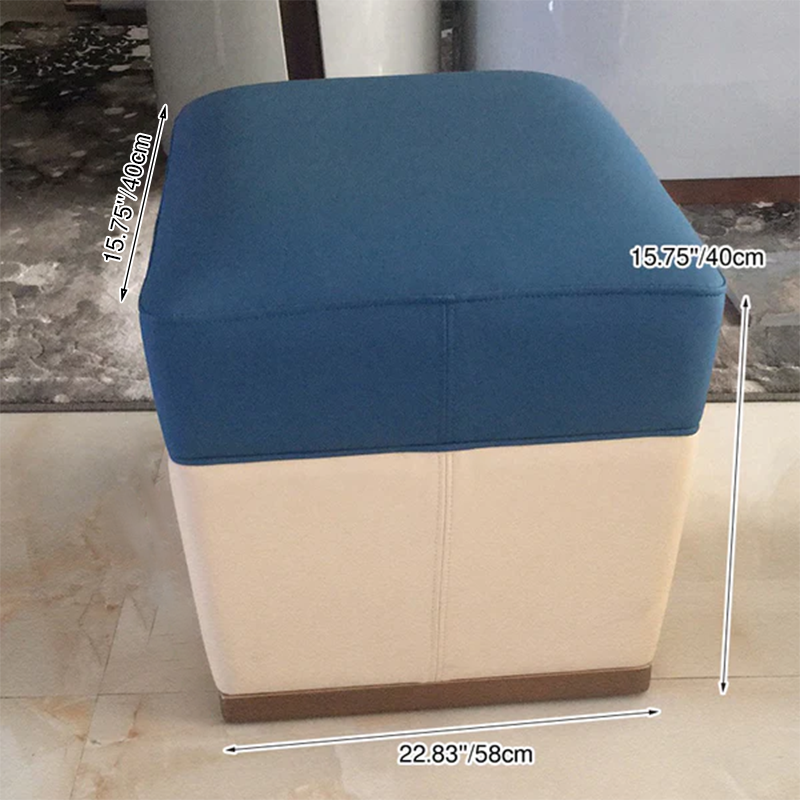 Modern Minimalist Rectangular Solid Wood Multi-Layer Board Microfiber Leather Sponge Footstool For Hallway