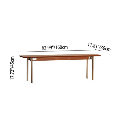 Modern Minimalist Pine & Stainless Steel Rectangular Bench Backless For Dining Room