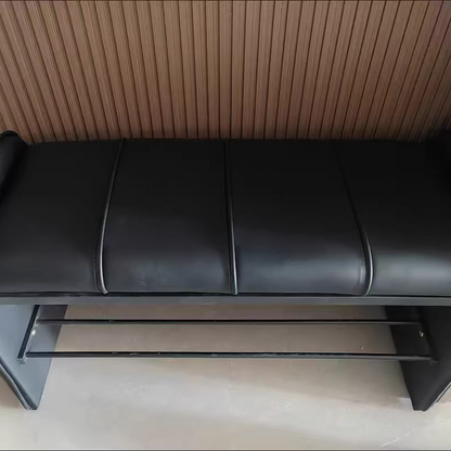 Modern Simplicity Rectangular Iron Synthetic Leather Composite Board Foam Shoe Bench Backless Armless For Entryways