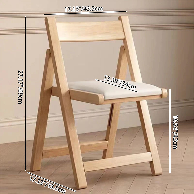 Modern Minimalist Triangular Rectangular Rubberwood Cat's Paw Leather Folding Dining Chair Backrest Armless For Dining Room & Kitchen