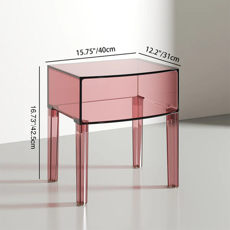 Modern Mid-Century PC Rectangular Nightstand 1/2-Tier Storage Shelves For Bedroom