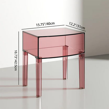 Modern Mid-Century PC Rectangular Nightstand 1/2-Tier Storage Shelves For Bedroom