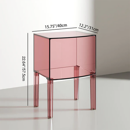 Modern Mid-Century PC Rectangular Nightstand 1/2-Tier Storage Shelves For Bedroom